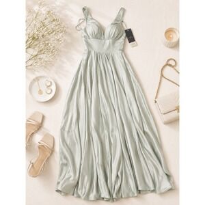 Cinderella Green Maxi Dress Formal Bridesmaid Gown Party Wedding